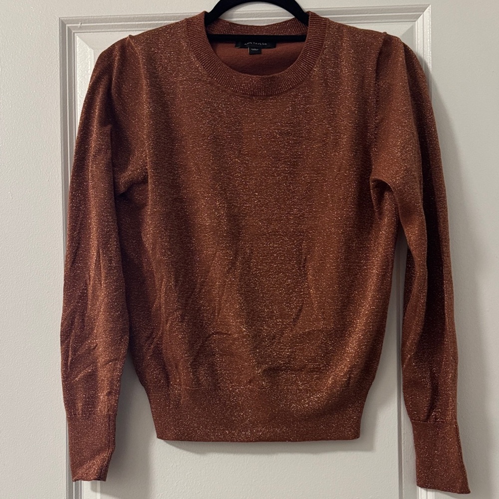 Ann Taylor Metallic Brown Sweater